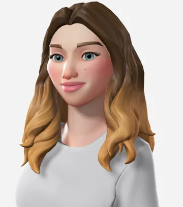 A stylized avatar with long wavy hair fading from brown roots to blonde ends.