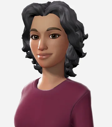 A stylized avatar with a dark, chin-length wavy bob.