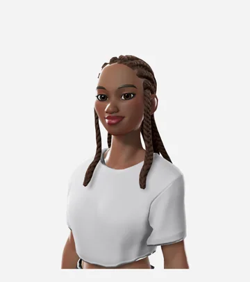 A stylized avatar with hair in fine braids, several falling forward over the shoulders.