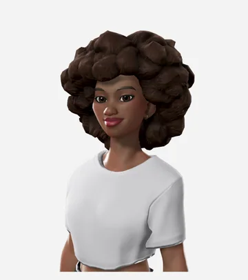 A stylized avatar with a full, rounded natural afro.
