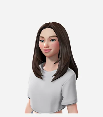 A stylized avatar with long, straight dark brown hair parted in the middle.