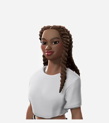 A stylized avatar with long rope twists, two falling in front of the shoulders.