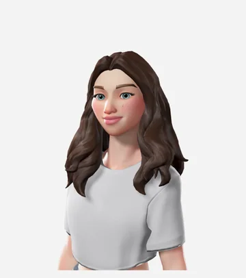 A stylized avatar with long, loosely wavy brown hair.